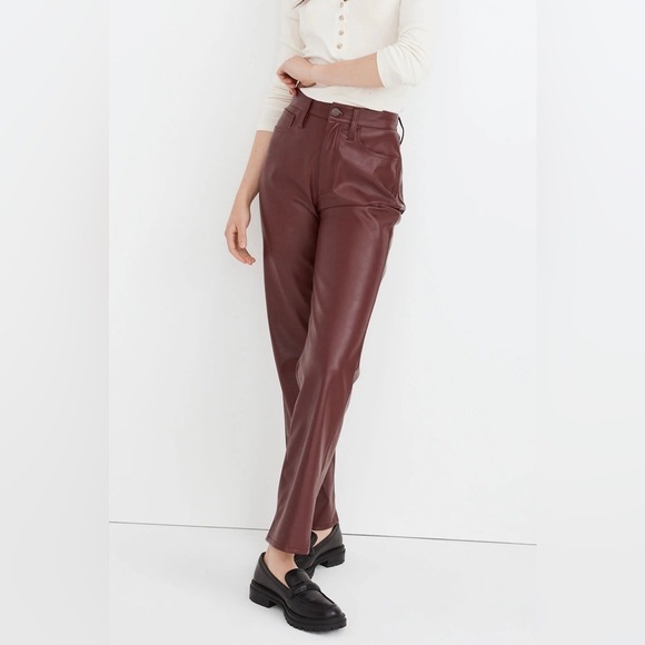 NWT Madewell The Perfect Vintage Straight Jean: Faux Leather Edition Dark 31 - Picture 1 of 8